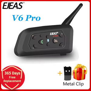 EJEAS-intercomunicador V6 PRO + para casco de motocicleta, auriculares con Bluetooth,